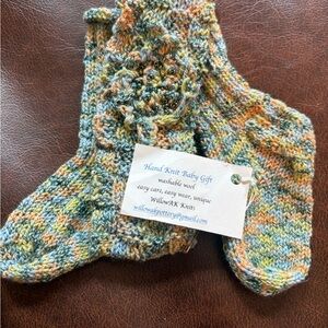 Hand Knit Mixed Fiber with Wool Socks